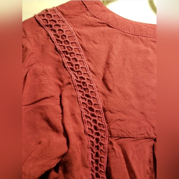 ❤️ Rebellion Again Boho Embroidered Peasant Blouse Top Size SMALL RED ❤️ - Picture 8 of 12